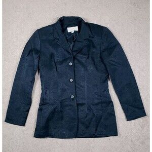 Vintage USA Made Express Women's Blazer Jacket Silky Black Size 3/4